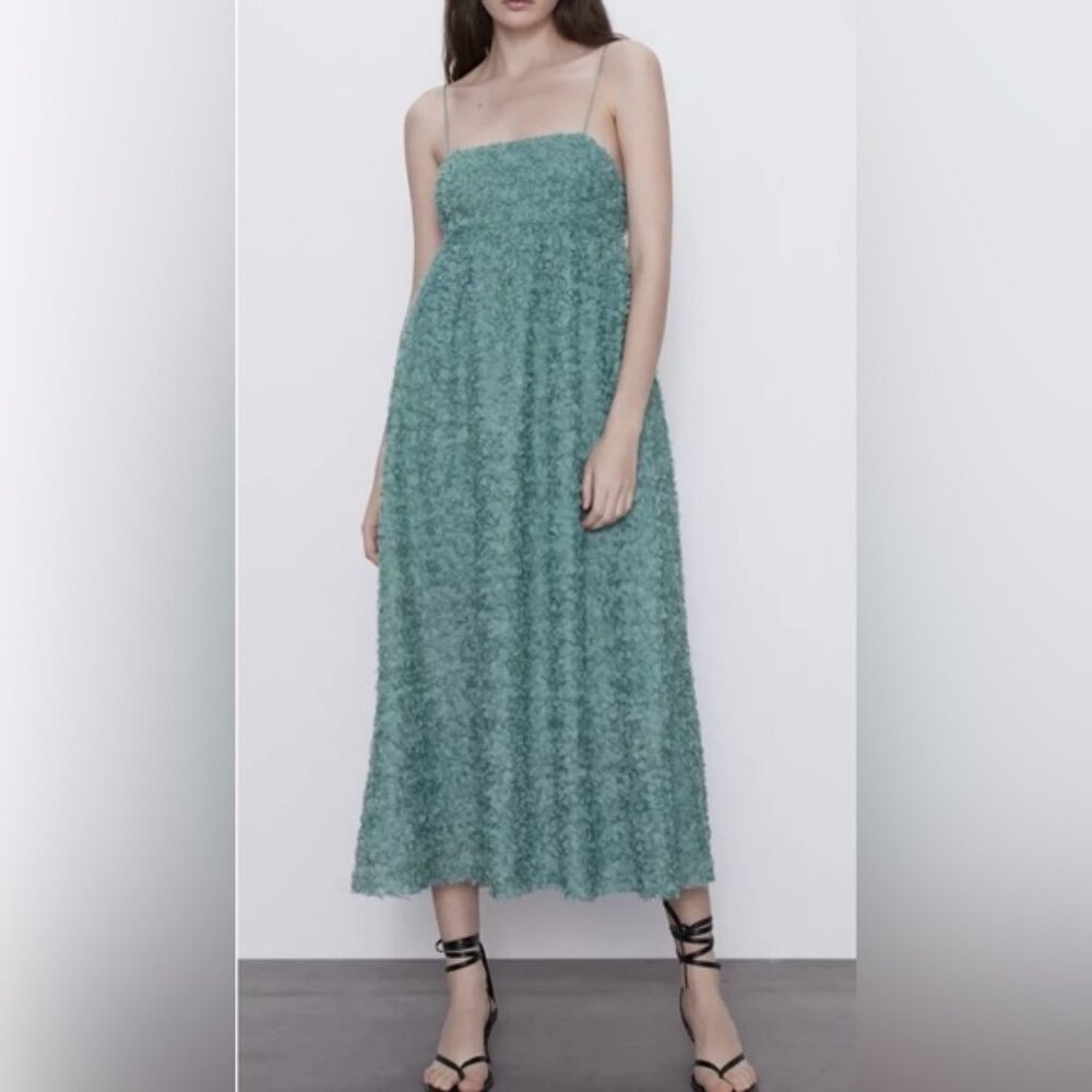 Zara 3D Floral Chiffon Dress  Small